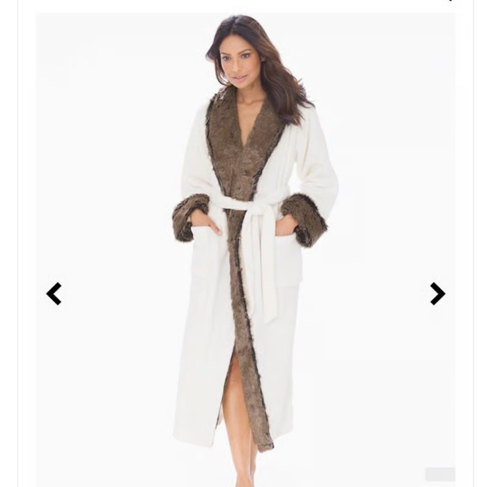 Soma Cream Brown Faux Fur Robe Women's